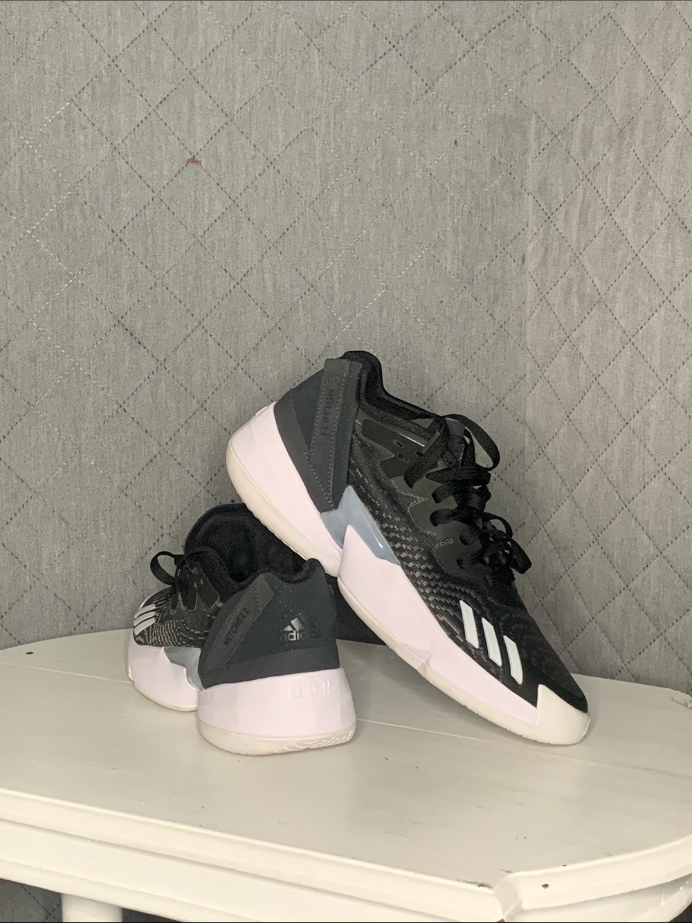 #169 Adidas Black & White Basketball Shoes